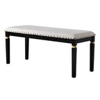 Ensemble de salle à manger rétro 6 pièces, table rectangulaire en bois et 4 chaises capitonnées à dossier haut et 1 banc