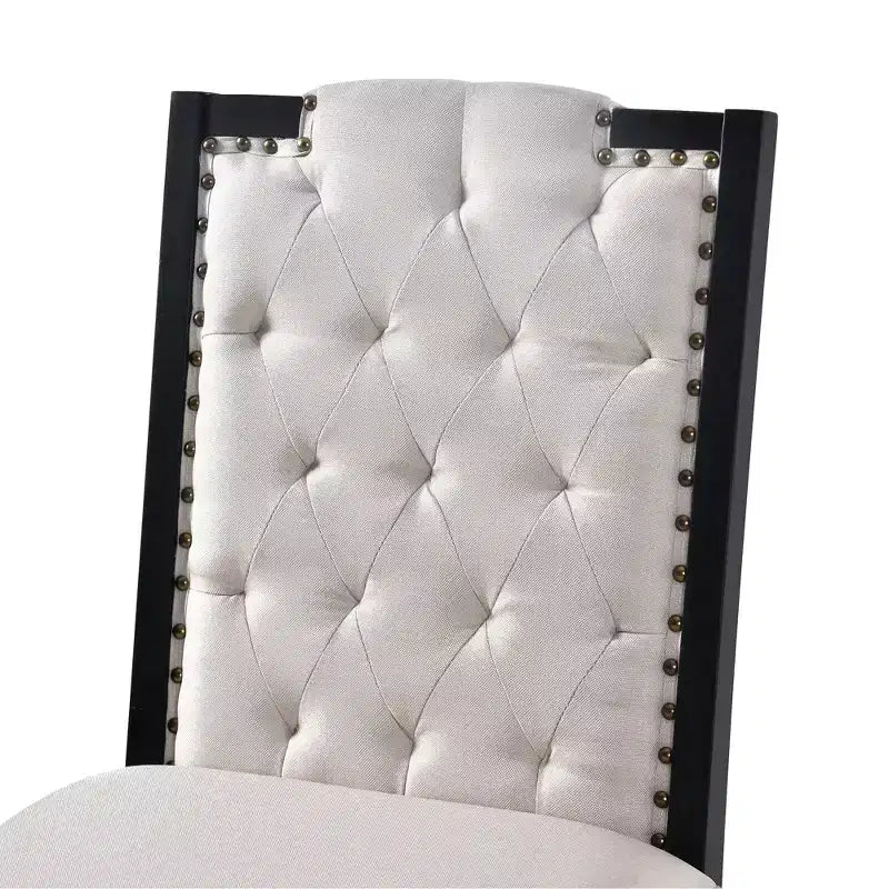 Ensemble de salle à manger rétro 6 pièces, table rectangulaire en bois et 4 chaises capitonnées à dossier haut et 1 banc