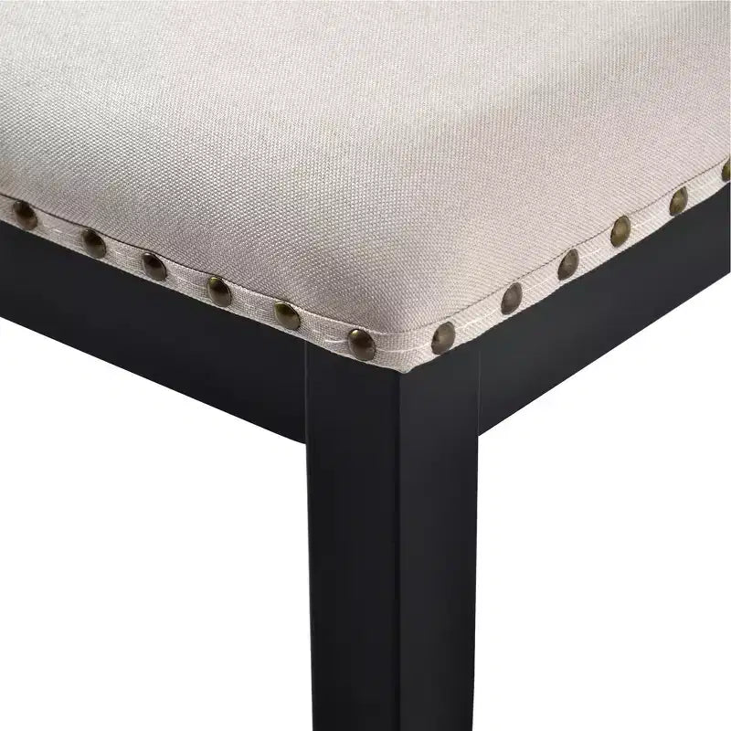 Ensemble de salle à manger rétro 6 pièces, table rectangulaire en bois et 4 chaises capitonnées à dossier haut et 1 banc