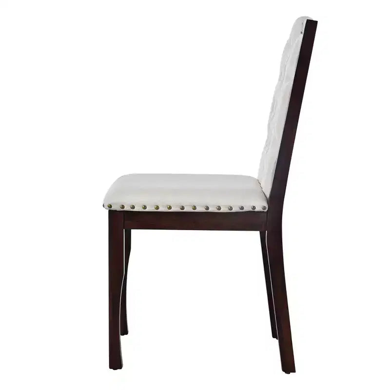 Ensemble de salle à manger rétro 6 pièces, table rectangulaire en bois et 4 chaises capitonnées à dossier haut et 1 banc