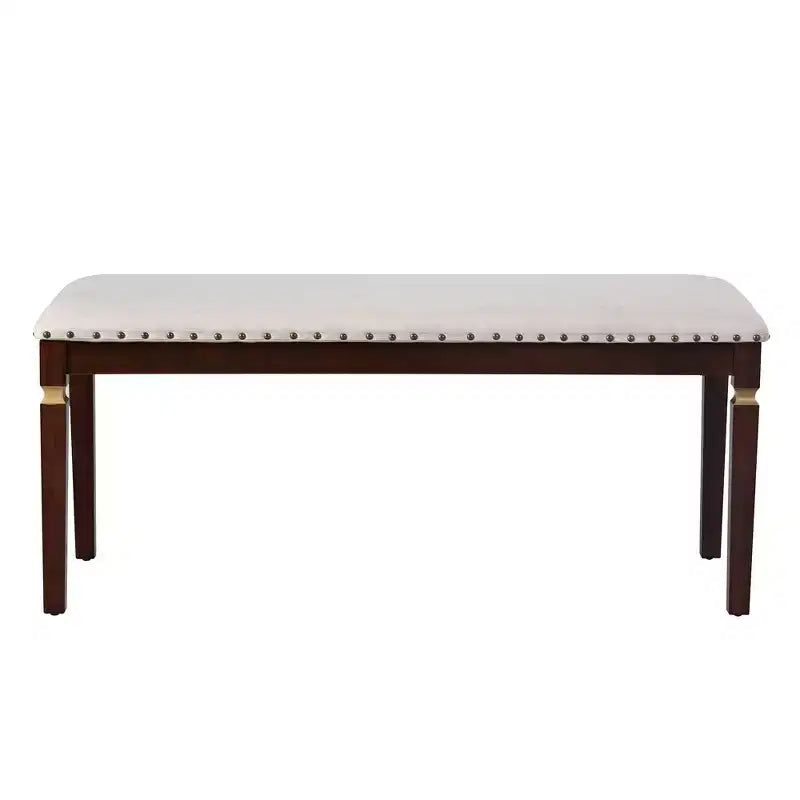 Ensemble de salle à manger rétro 6 pièces, table rectangulaire en bois et 4 chaises capitonnées à dossier haut et 1 banc