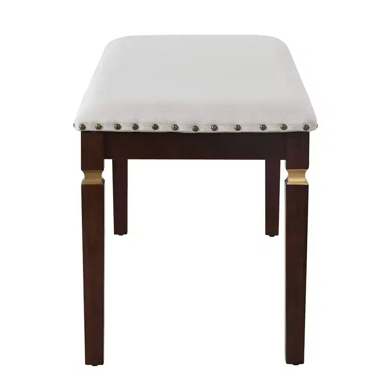Ensemble de salle à manger rétro 6 pièces, table rectangulaire en bois et 4 chaises capitonnées à dossier haut et 1 banc