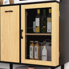Meuble de cuisine en bois Okak 71H avec portes vitrées et support pour micro-ondes, buffet pour cuisine ou salle à manger