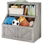Étagère à livres et organiseur de jouets pour enfants - Armoire de rangement à 2 niveaux avec étagères pour salle de jeux, chambre, salle de classe