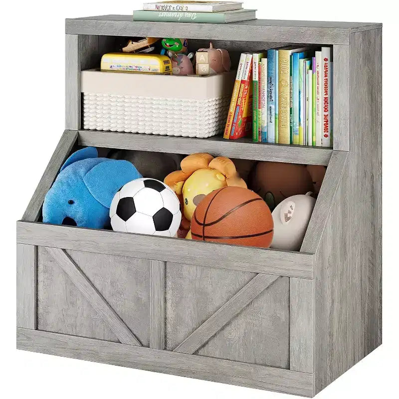 Étagère à livres et organiseur de jouets pour enfants - Armoire de rangement à 2 niveaux avec étagères pour salle de jeux, chambre, salle de classe