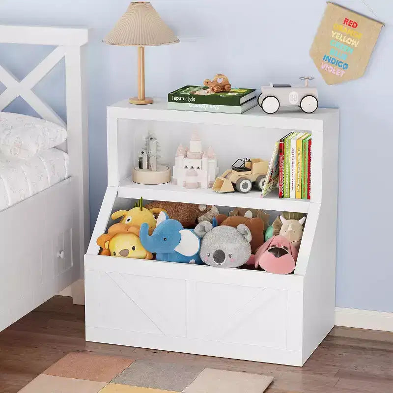 Étagère à livres et organiseur de jouets pour enfants - Armoire de rangement à 2 niveaux avec étagères pour salle de jeux, chambre, salle de classe