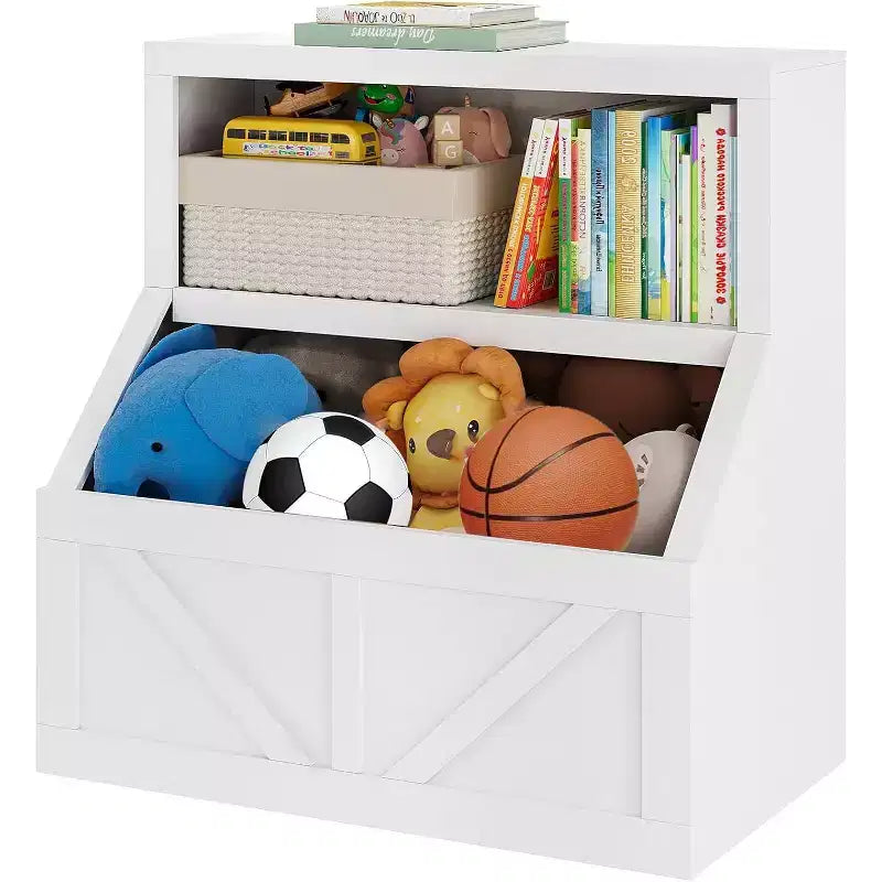 Étagère à livres et organiseur de jouets pour enfants - Armoire de rangement à 2 niveaux avec étagères pour salle de jeux, chambre, salle de classe