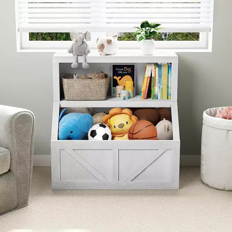 Étagère à livres et organiseur de jouets pour enfants - Armoire de rangement à 2 niveaux avec étagères pour salle de jeux, chambre, salle de classe