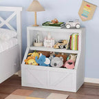 Étagère à livres et organiseur de jouets pour enfants - Armoire de rangement à 2 niveaux avec étagères pour salle de jeux, chambre, salle de classe