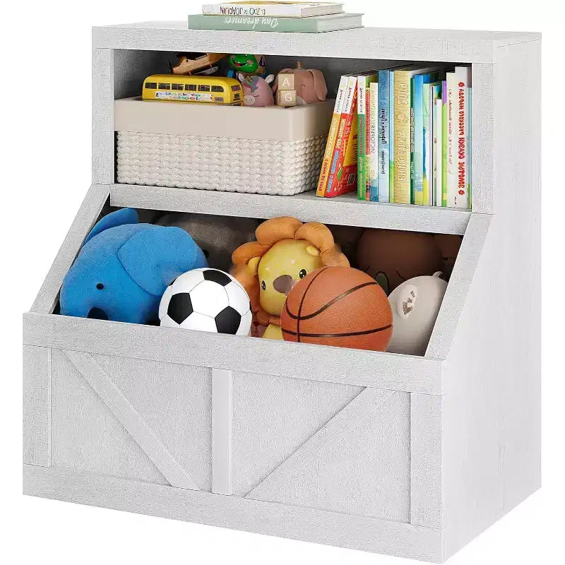 Étagère à livres et organiseur de jouets pour enfants - Armoire de rangement à 2 niveaux avec étagères pour salle de jeux, chambre, salle de classe