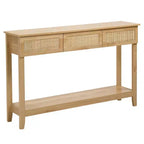 Wooden 2 tier 3 drawer MDF 130*30*81cm Rattan Entryway Table