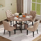 Table à manger ronde de 151,4 cm pour 4-6 personnes, style industriel avec étagère de rangement et base en croix en métal