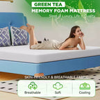 Matelas en mousse à mémoire de forme de 5 pouces infusé de gel et enrichi à l'extrait de thé vert