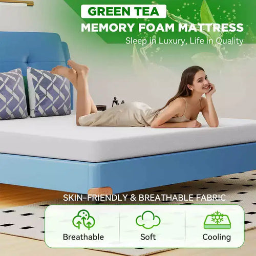 Matelas en mousse à mémoire de forme de 5 pouces infusé de gel et enrichi à l'extrait de thé vert