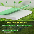 Matelas en mousse à mémoire de forme de 5 pouces infusé de gel et enrichi à l'extrait de thé vert