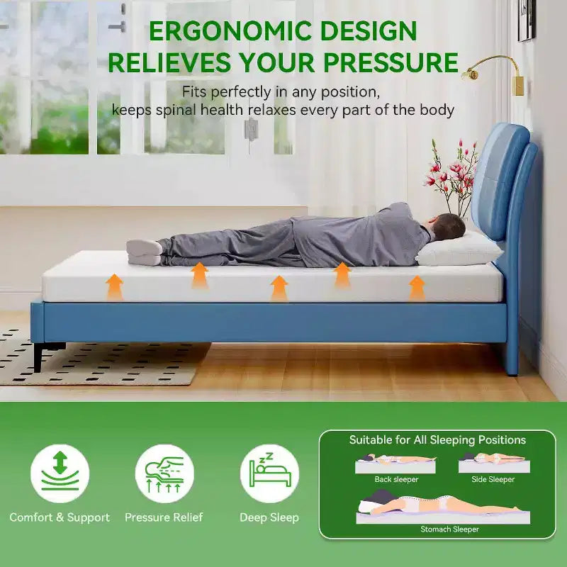 Matelas en mousse à mémoire de forme de 5 pouces infusé de gel et enrichi à l'extrait de thé vert