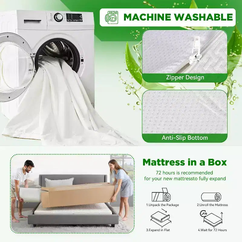 Matelas en mousse à mémoire de forme de 5 pouces infusé de gel et enrichi à l'extrait de thé vert