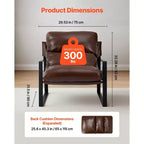 Fauteuil d'appoint moderne en cuir PU avec coussin en mousse et cadre métallique – Marron