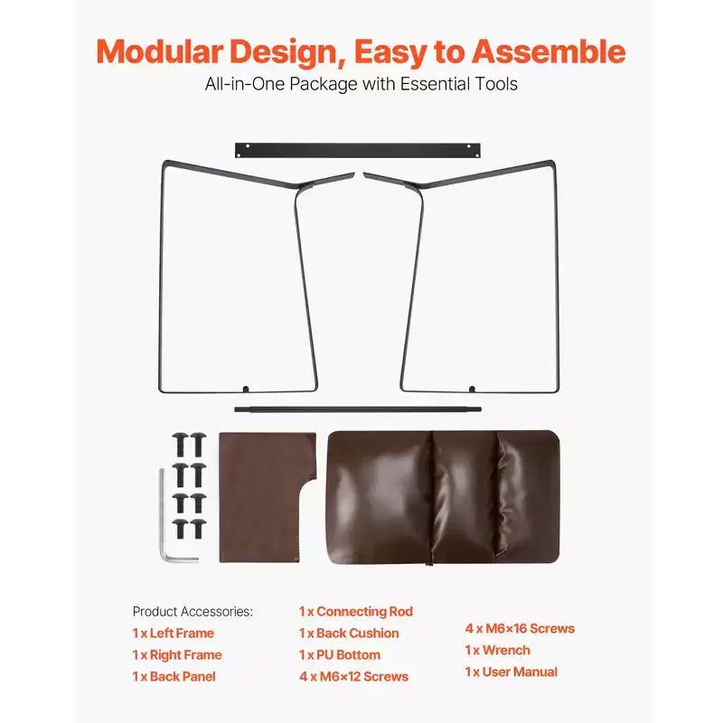 Fauteuil d'appoint moderne en cuir PU avec coussin en mousse et cadre métallique – Marron