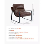 Fauteuil d'appoint moderne en cuir PU avec coussin en mousse et cadre métallique – Marron