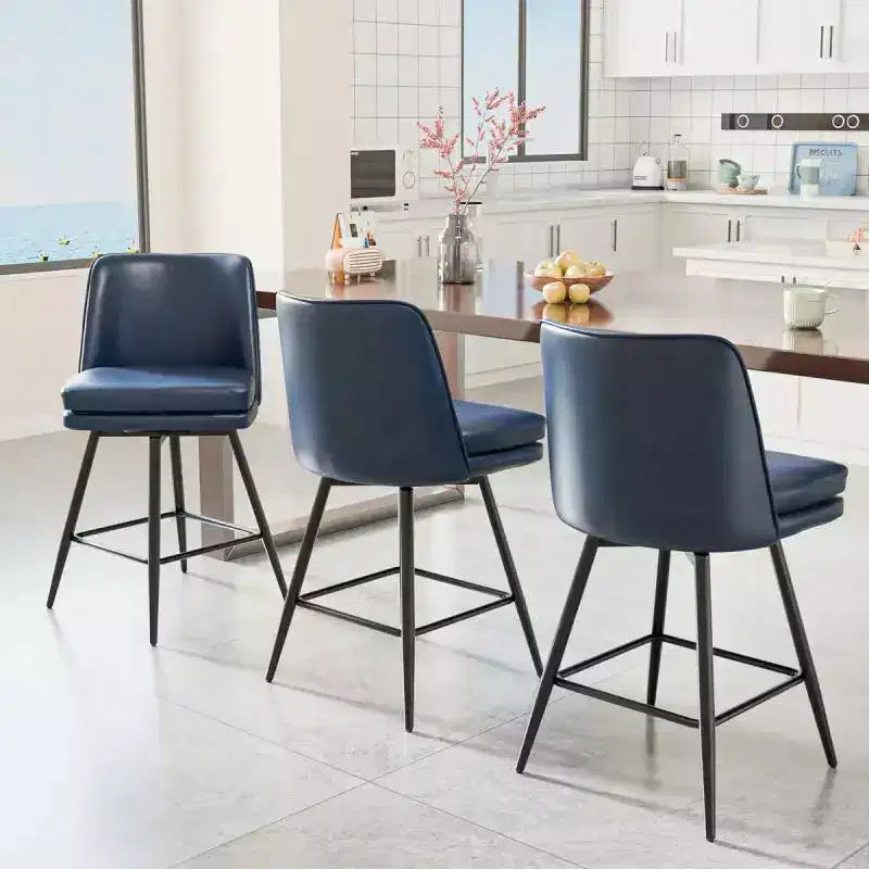 Tabourets de bar modernes en similicuir PU rembourrés : Rotation à 360°, construction durable et design élégant