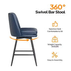 Tabourets de bar modernes en similicuir PU rembourrés : Rotation à 360°, construction durable et design élégant