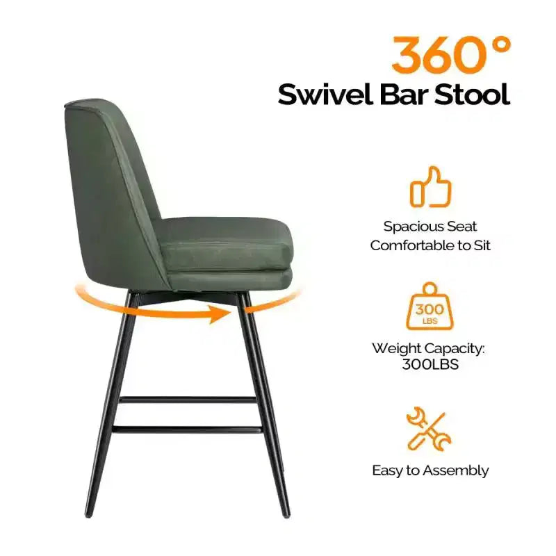 Tabourets de bar modernes en similicuir PU rembourrés : Rotation à 360°, construction durable et design élégant
