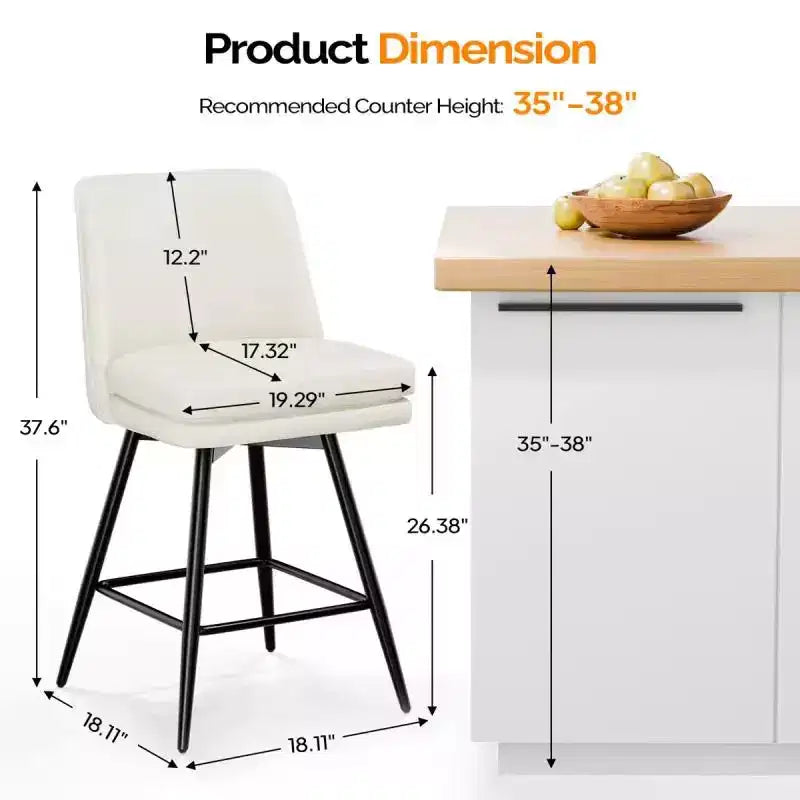 Tabourets de bar modernes en similicuir PU rembourrés : Rotation à 360°, construction durable et design élégant