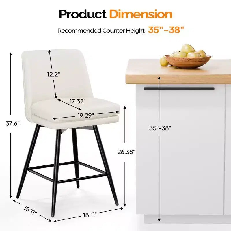 Tabourets de bar modernes en similicuir PU rembourrés : Rotation à 360°, construction durable et design élégant