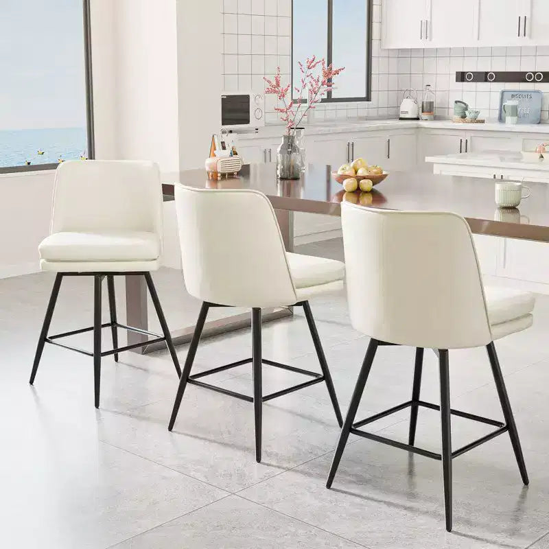 Tabourets de bar modernes en similicuir PU rembourrés : Rotation à 360°, construction durable et design élégant