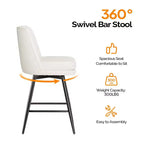Tabourets de bar modernes en similicuir PU rembourrés : Rotation à 360°, construction durable et design élégant