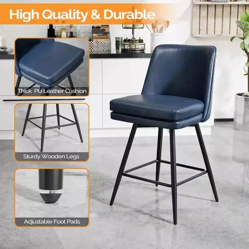 Tabourets de bar modernes en similicuir PU rembourrés : Rotation à 360°, construction durable et design élégant