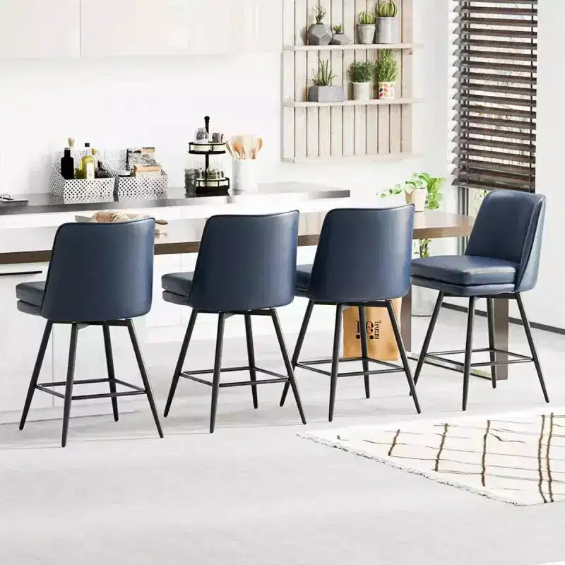 Tabourets de bar modernes en similicuir PU rembourrés : Rotation à 360°, construction durable et design élégant