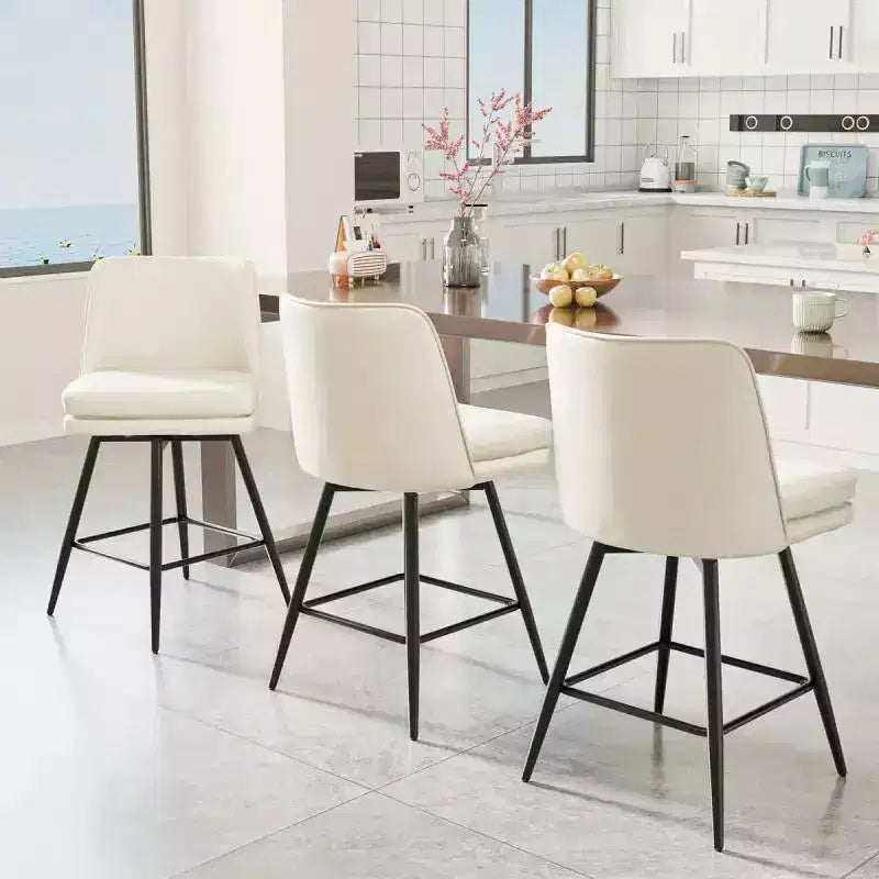 Tabourets de bar modernes en similicuir PU rembourrés : Rotation à 360°, construction durable et design élégant