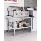 Table de préparation commerciale en acier inoxydable, table de travail robuste 28x48, étagère inférieure et rehausses latérales réglables, pour cuisine de restaurant, service alimentaire