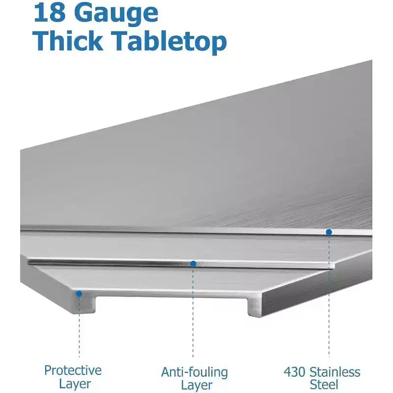 Table de préparation commerciale en acier inoxydable, table de travail robuste 28x48, étagère inférieure et rehausses latérales réglables, pour cuisine de restaurant, service alimentaire