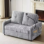 Canapé convertible de 137 cm avec dossier réglable, ports USB et poches de rangement latérales