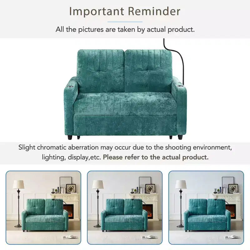 Canapé convertible de 137 cm avec dossier réglable, ports USB et poches de rangement latérales