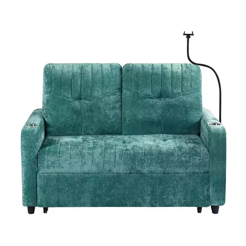 Canapé convertible de 137 cm avec dossier réglable, ports USB et poches de rangement latérales