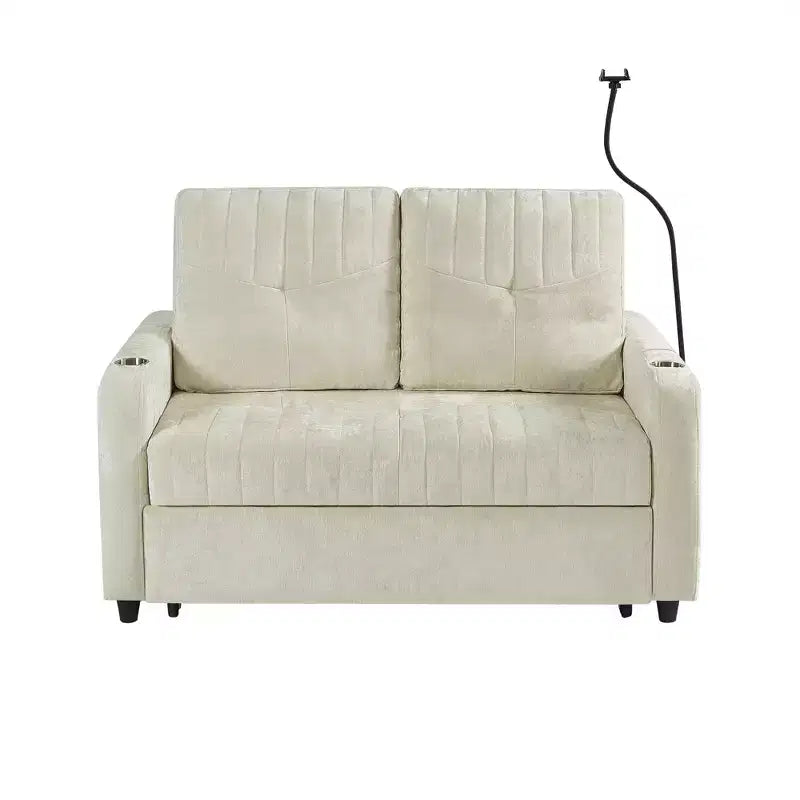 Canapé convertible de 137 cm avec dossier réglable, ports USB et poches de rangement latérales