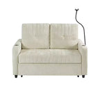 Canapé convertible de 137 cm avec dossier réglable, ports USB et poches de rangement latérales