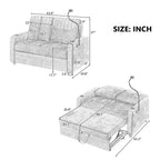Canapé convertible de 137 cm avec dossier réglable, ports USB et poches de rangement latérales