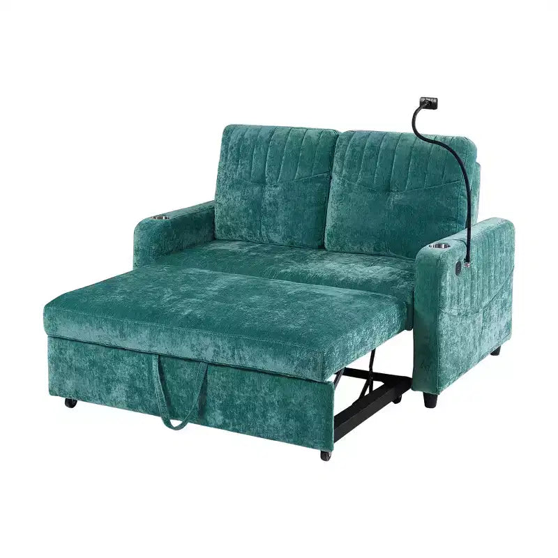 Canapé convertible de 137 cm avec dossier réglable, ports USB et poches de rangement latérales