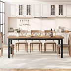 Table de salle à manger industrielle 78 pouces - Table de cuisine pour 6-8 personnes, Table rectangulaire en bois pour salle à manger
