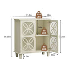 Buffet autoportant avec portes vitrées, étagère réglable, crème
