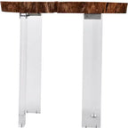 Table d'appoint en bois d'acacia brut avec pieds en acrylique