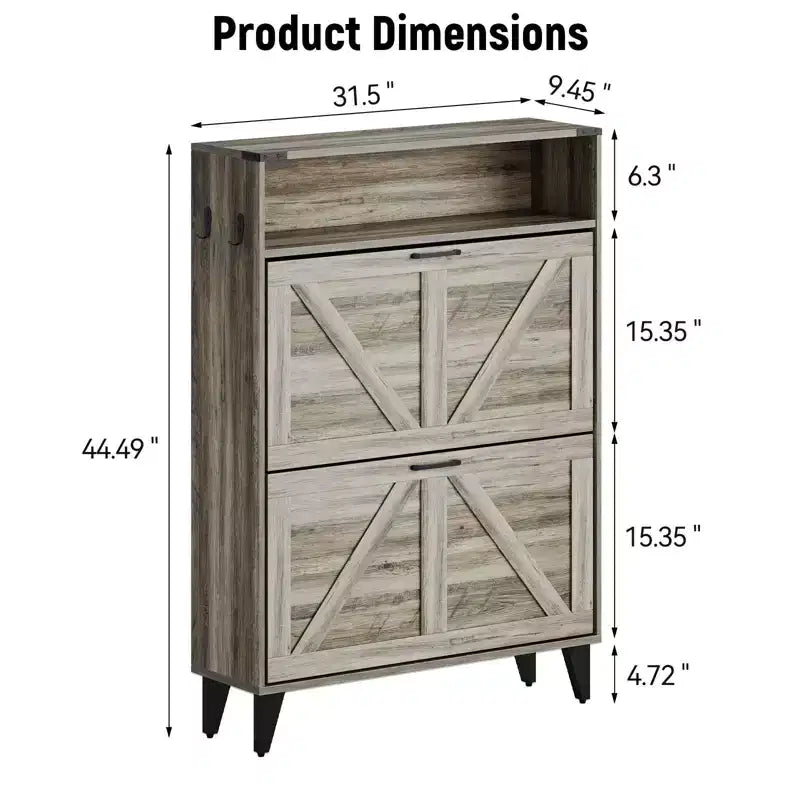 Meuble de rangement à chaussures mince avec 2 tiroirs basculants, organiseur de chaussures étroit autoportant pour entrée, couloir ou vestibule