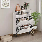 Meuble de rangement à chaussures mince avec 2 tiroirs basculants, organiseur de chaussures étroit autoportant pour entrée, couloir ou vestibule