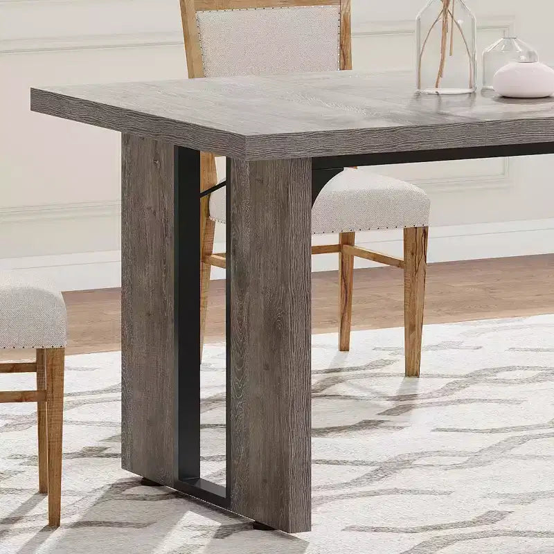 Table à manger rectangulaire en bois pour 6, Table de cuisine de 180 cm