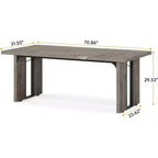 Table à manger rectangulaire en bois pour 6, Table de cuisine de 180 cm